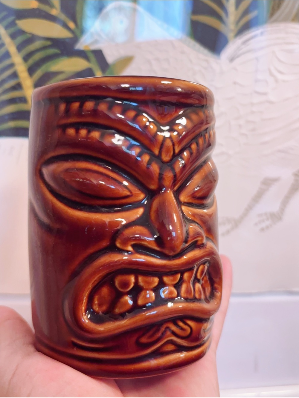 Ceramic Tiki Sculpture Mug - Brown Never used